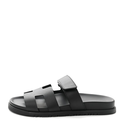 Hermes Calfskin Womens Chypre Sandals 38 Black 1 of 9