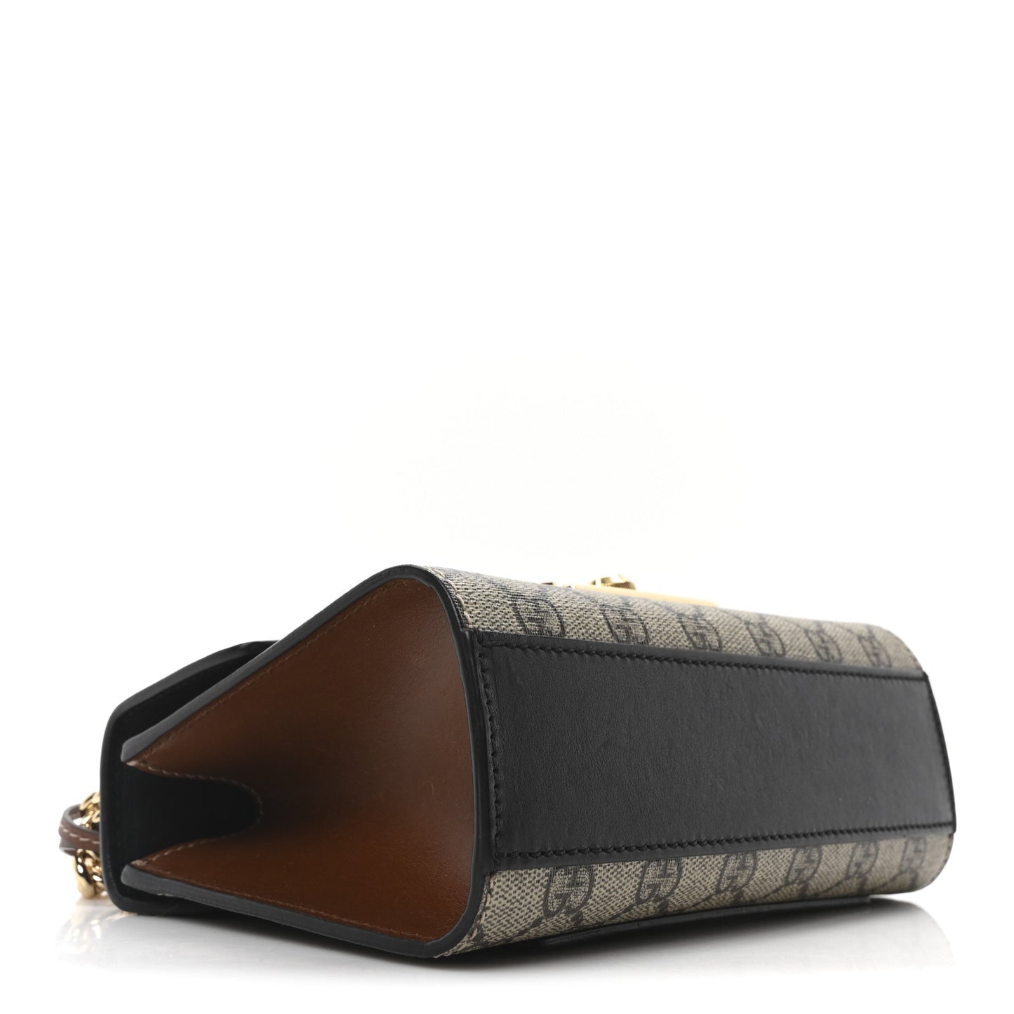 GG Supreme Monogram Calfskin Small Padlock Shoulder Bag Beige Black Cuir