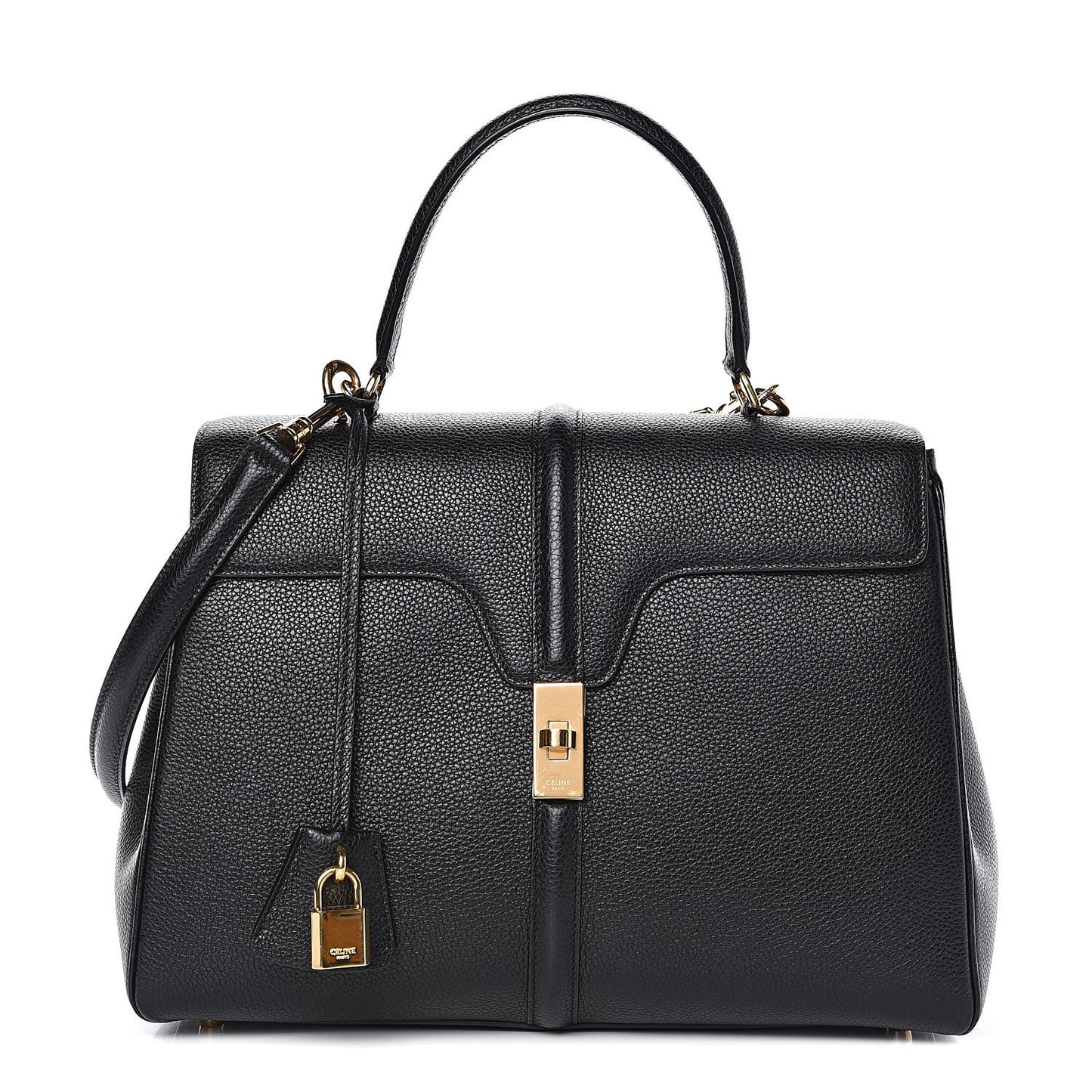 Grained Calfskin Classique 16 Top Handle Bag Black