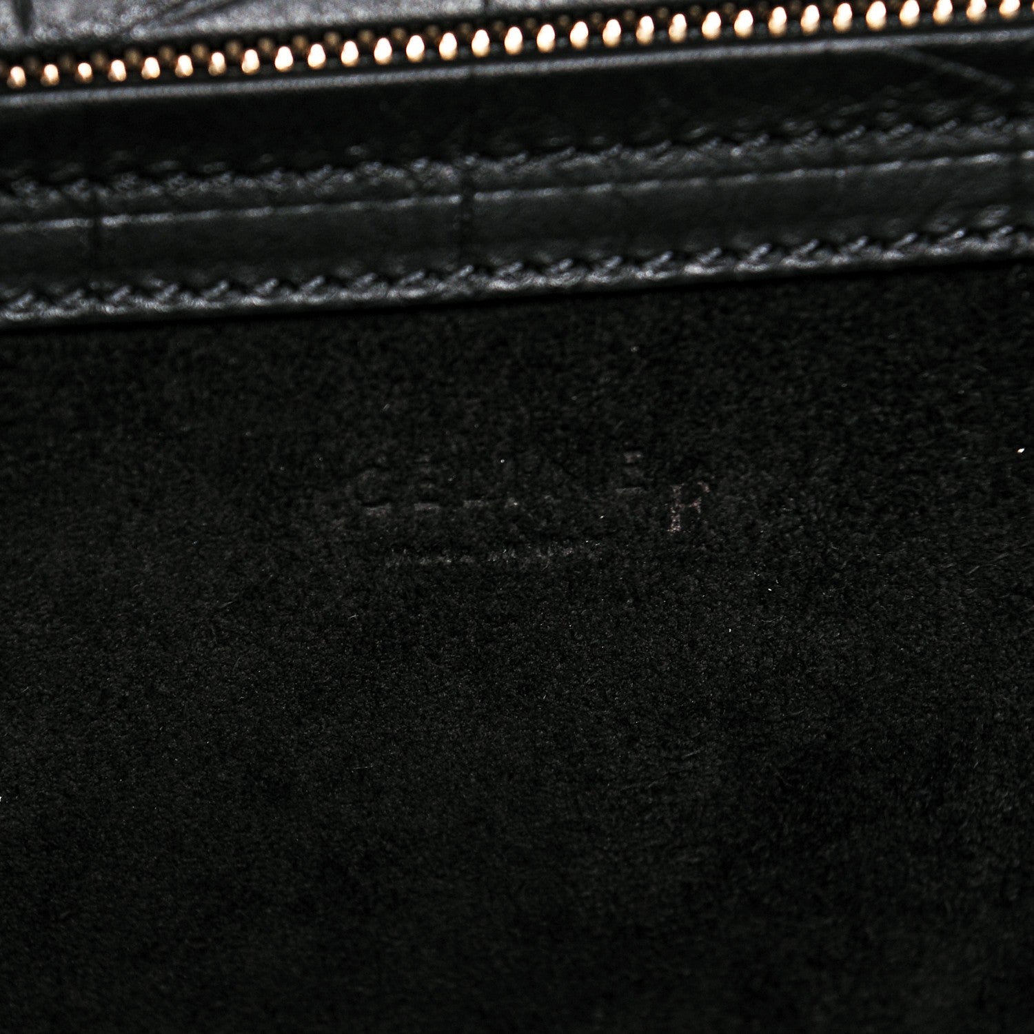 Celine Crocodile Embossed Calfskin Medium Phantom Luggage Black 6 of 6