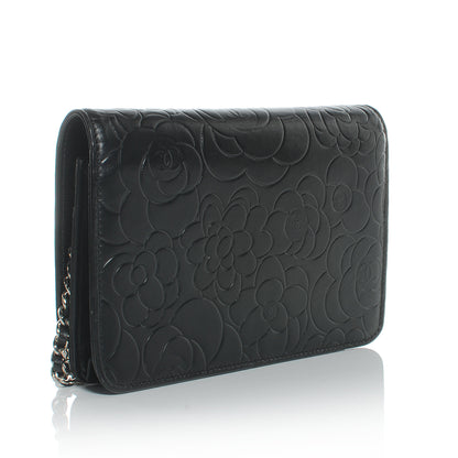 Chanel Lambskin Camelia Wallet on Chain Black 3 of 9