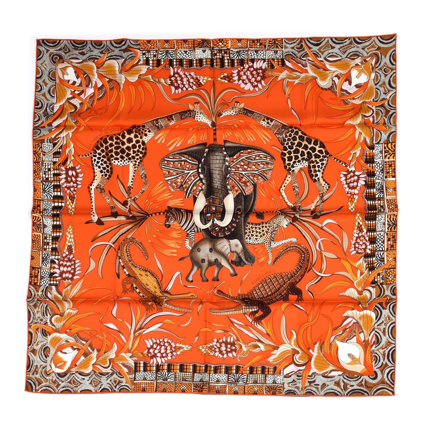 Silk La Marche du Zambezi Scarf 90 Orange