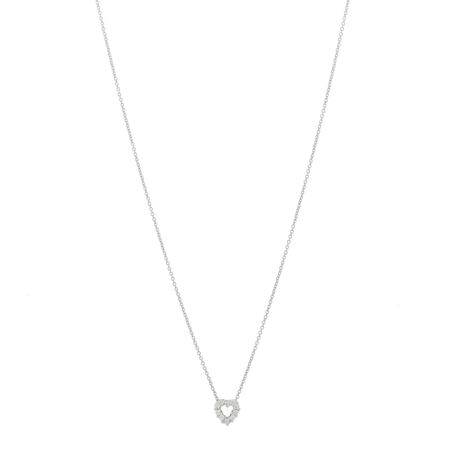 18K White Gold Diamond Tiny Treasures Heart Pendant Necklace