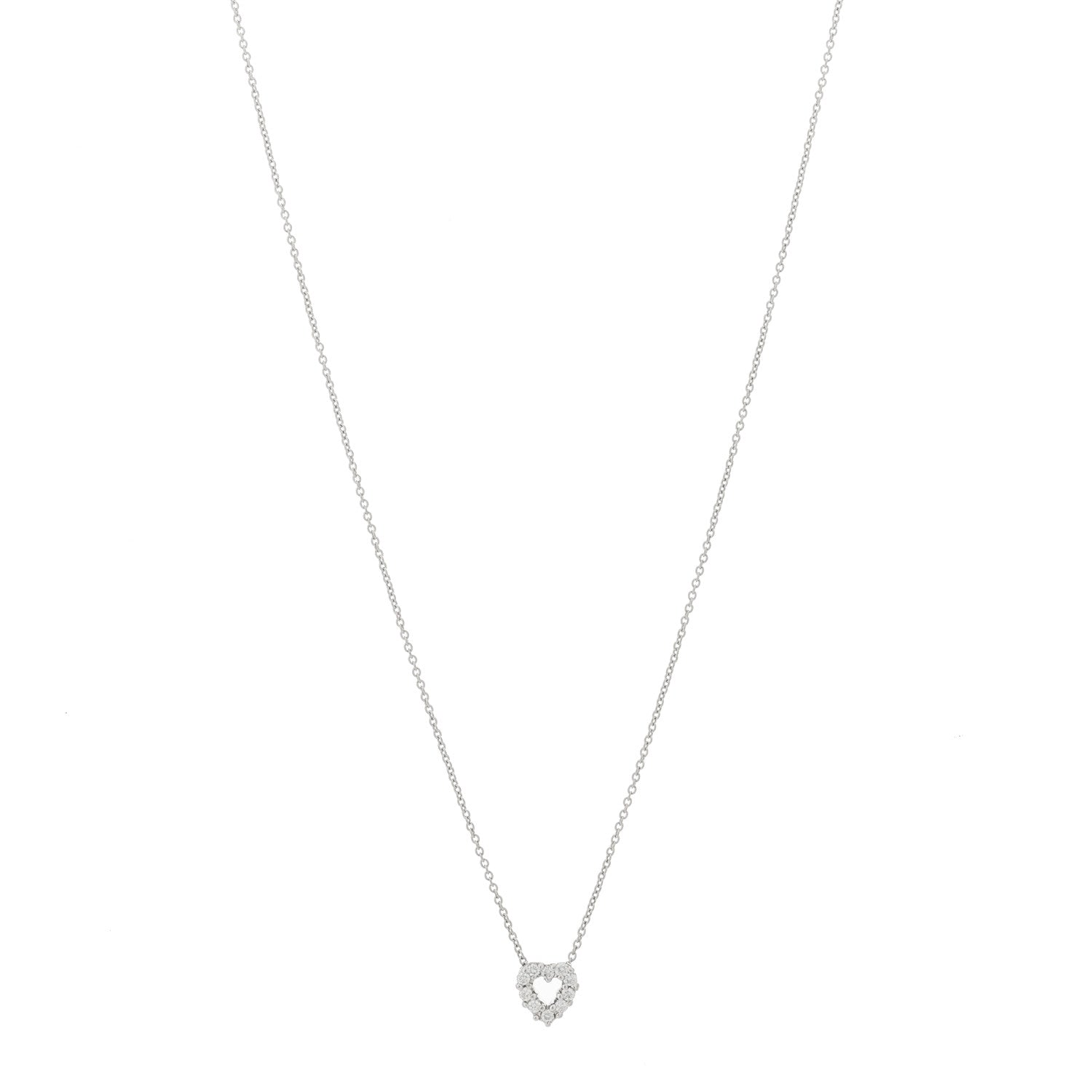 Roberto Coin 18K White Gold Diamond Tiny Treasures Heart Pendant Necklace 1 of 7