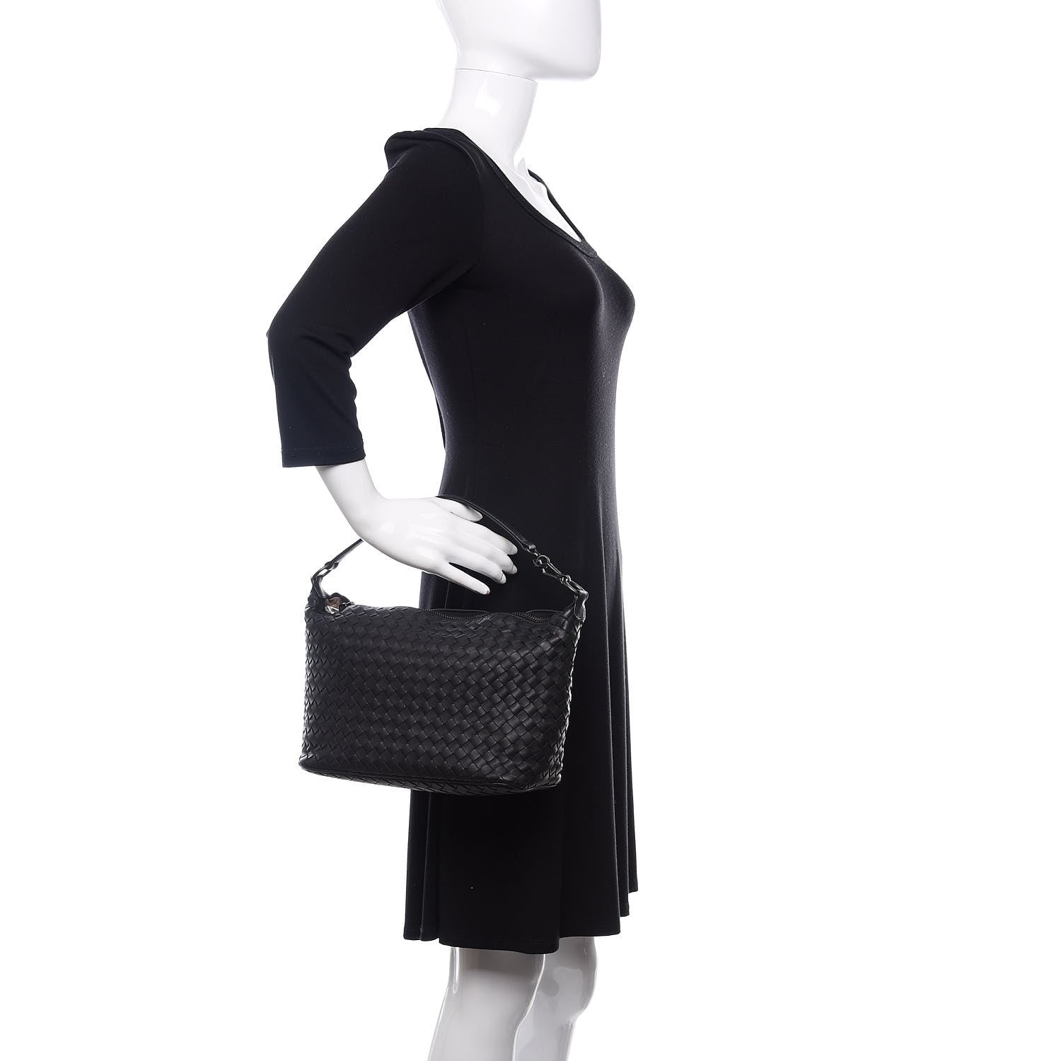 Bottega Veneta Nappa Intrecciato Small Shoulder Bag Black 2 of 11
