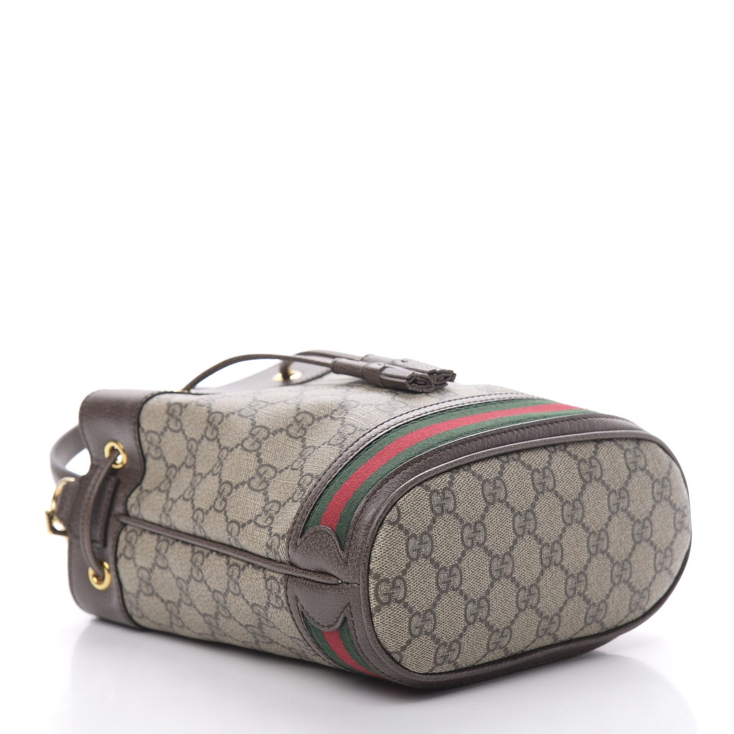 GG Supreme Monogram Web Small Ophidia Bucket Bag Brown