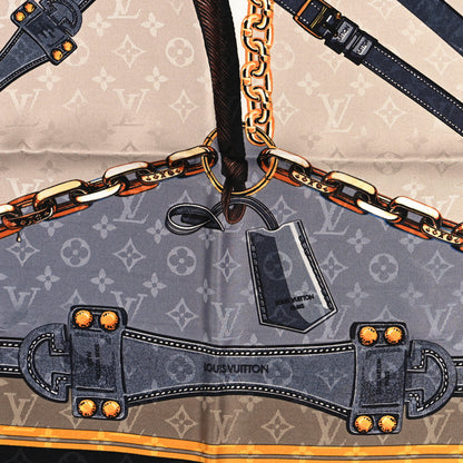 Louis Vuitton Silk Monogram Scarf Print Square 90 Scarf Gray 3 of 3