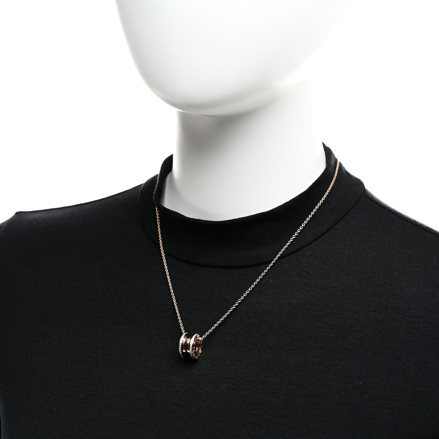 18K Rose White Gold Diamond B.Zero1 Pendant Necklace