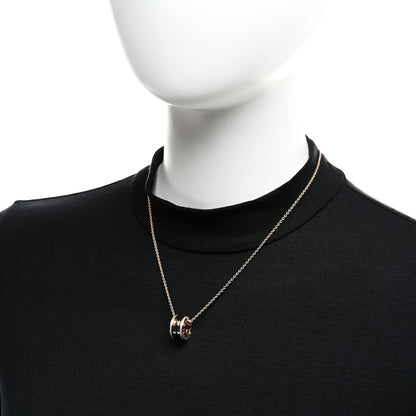 Bulgari 18K Rose White Gold Diamond B.Zero1 Pendant Necklace 2 of 6