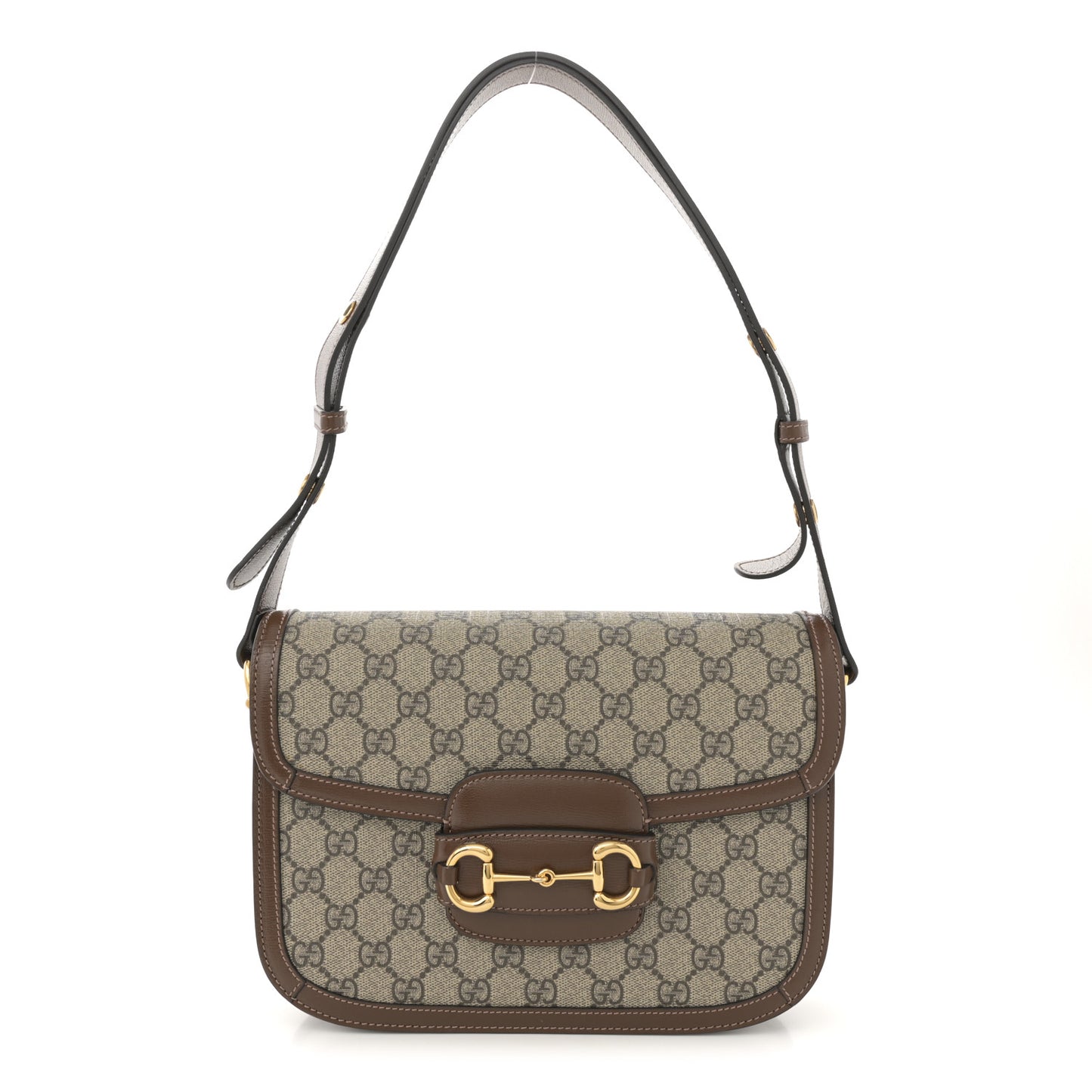 GG Supreme Monogram Horsebit 1955 Shoulder Bag Beige Brown Sugar