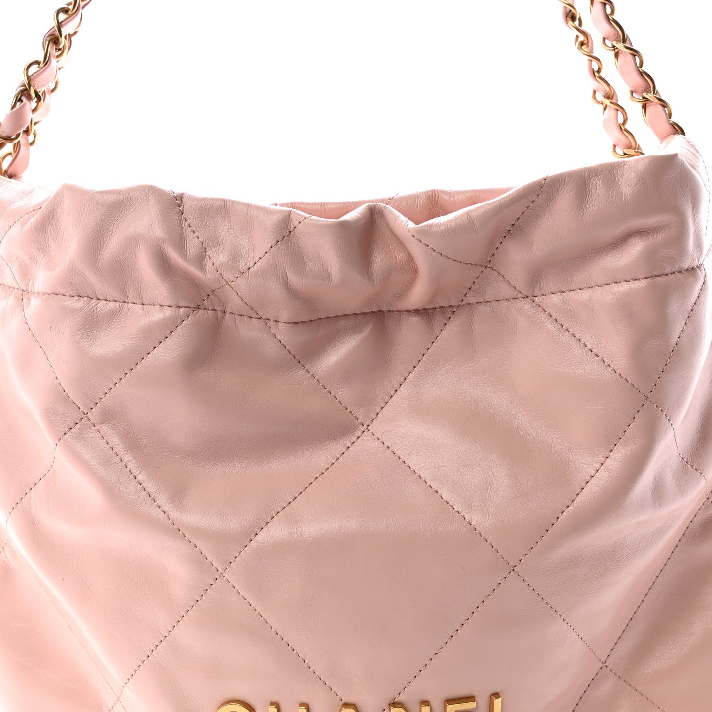 Shiny Calfskin Quilted Small Chanel 22 Light Pink