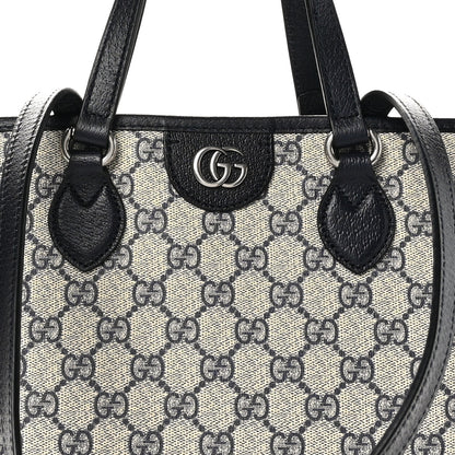 Gucci GG Supreme Monogram Textured Dollar Calfskin Small Ophidia Shoulder Tote Bag Beige Blue 7 of 9