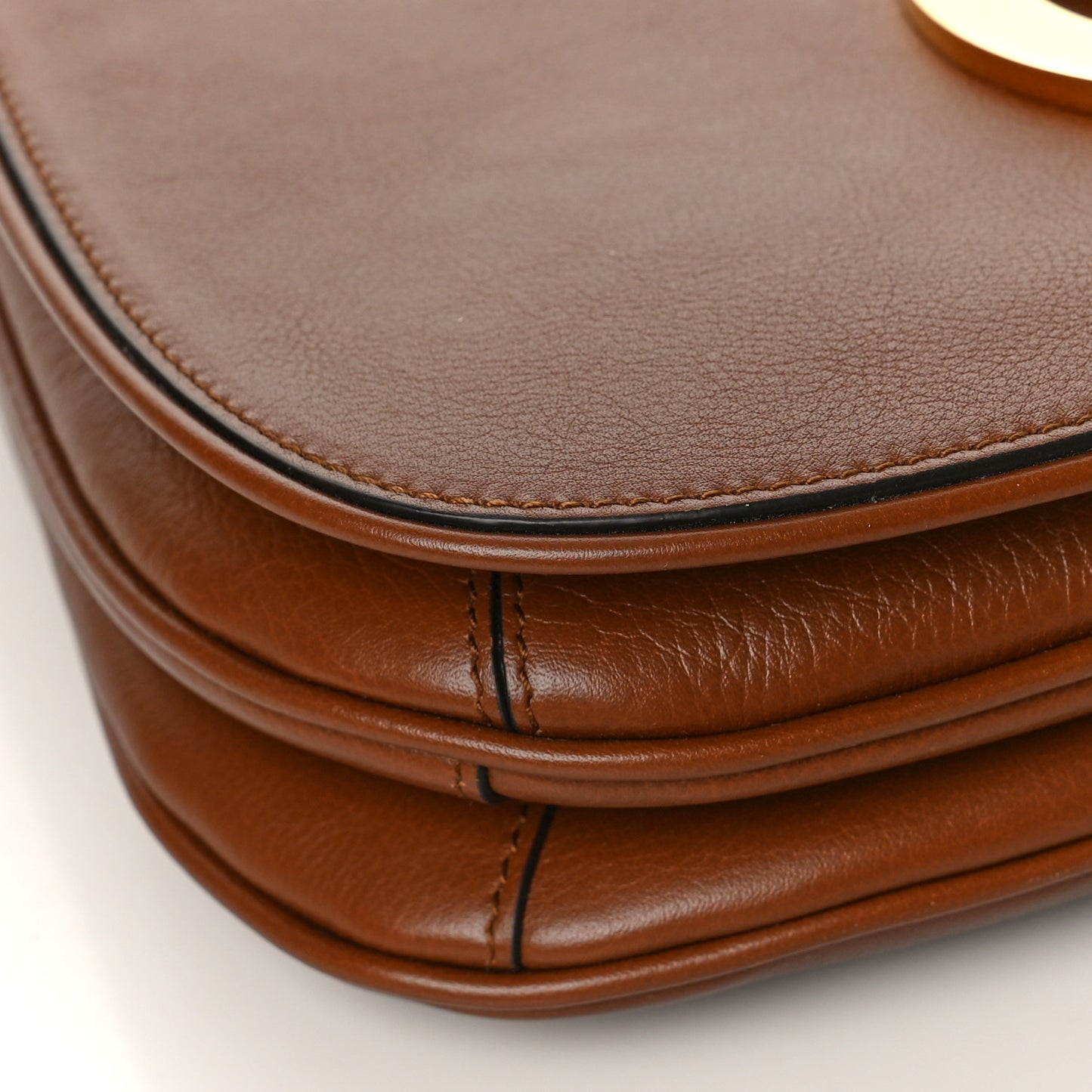 Roxy Calfskin Web Medium Blondie Top Handle Shoulder Flap Bag Cuir