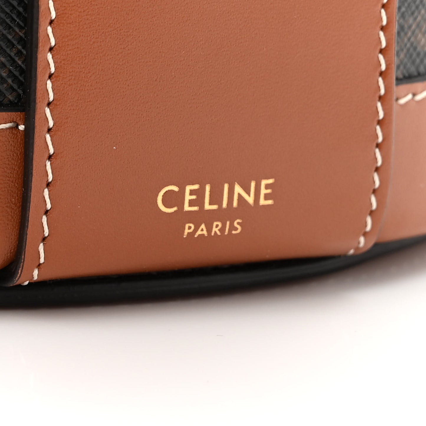Calfskin Triomphe Canvas Medium Tambour Bag Tan