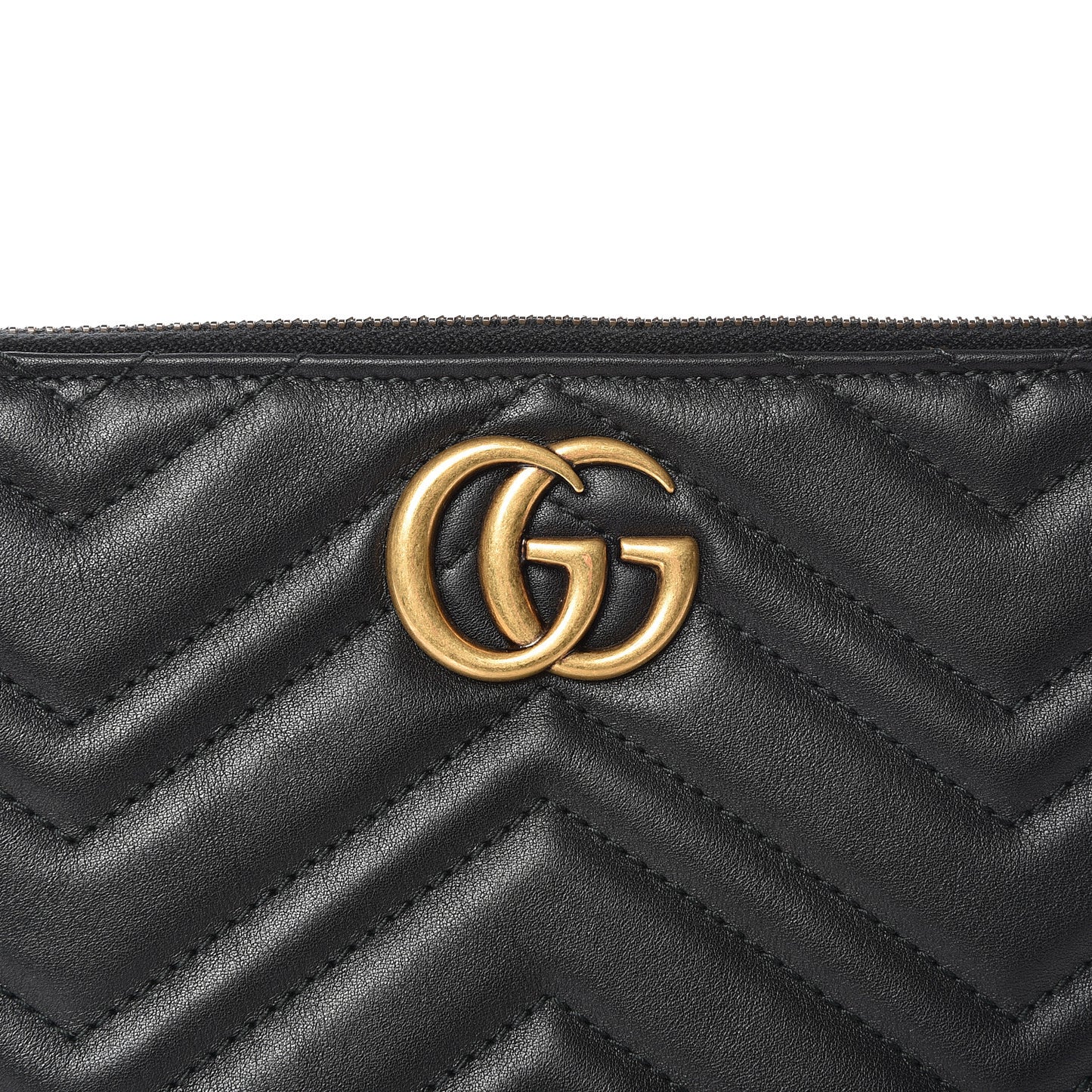 Calfskin Matelasse GG Marmont Zip Pouch Black