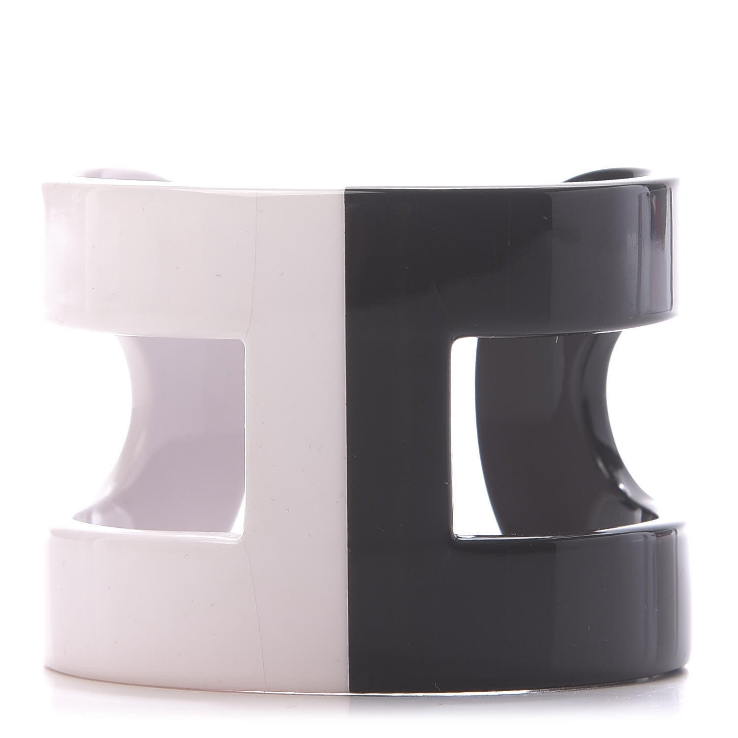 Hermes Lacquered Wood Ano Bracelet PM White Etain 1 of 5