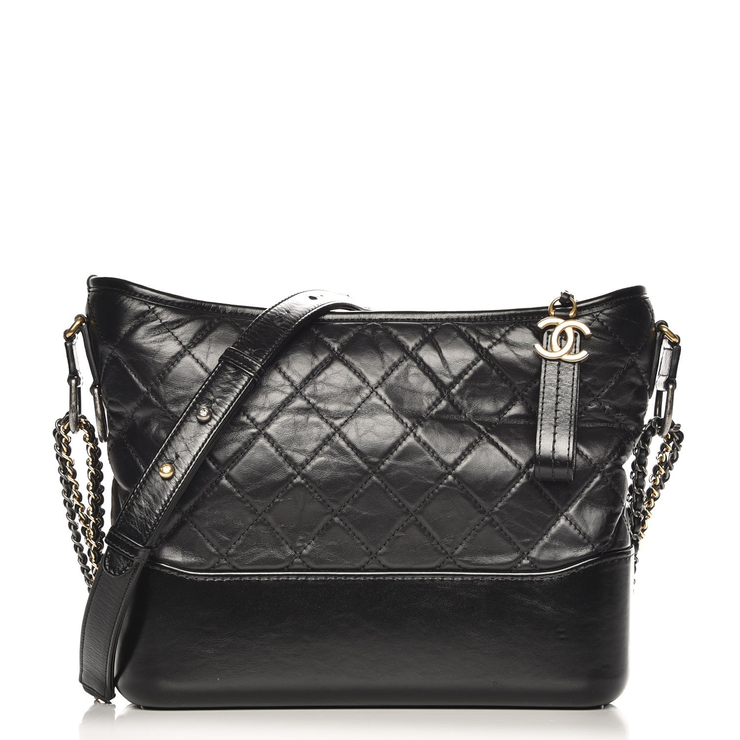 Chanel Aged Calfskin Quilted Medium Gabrielle Hobo Black 1 of 9