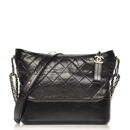 Chanel Aged Calfskin Quilted Medium Gabrielle Hobo Black 1 of 9