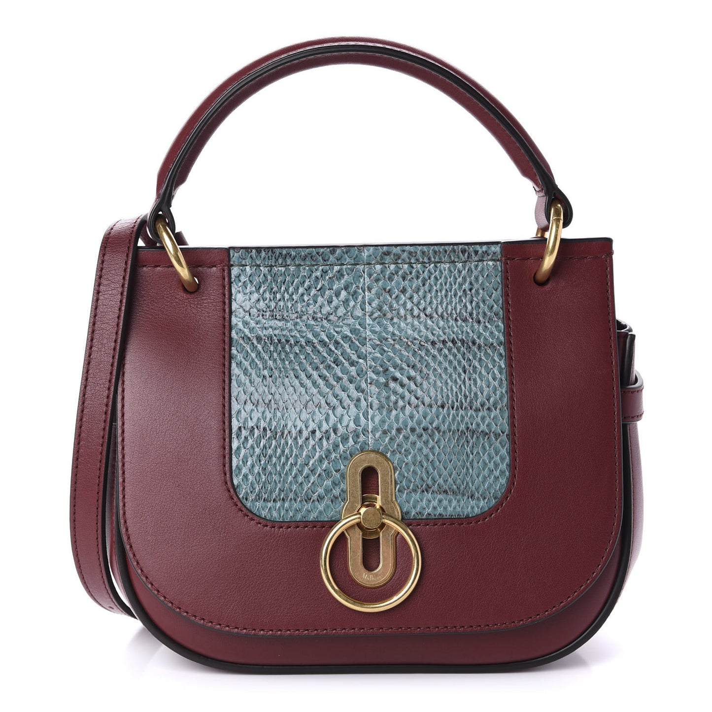 Silky Calfskin Ayers Small Amberley Satchel Nordic Blue Crimson