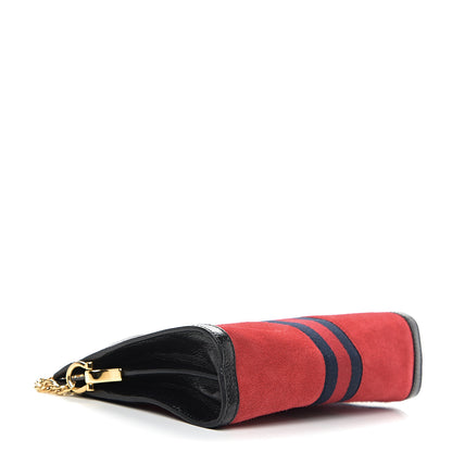 Gucci Suede Patent Web Small Ophidia Chain Shoulder Bag Hibiscus Red Black 3 of 12