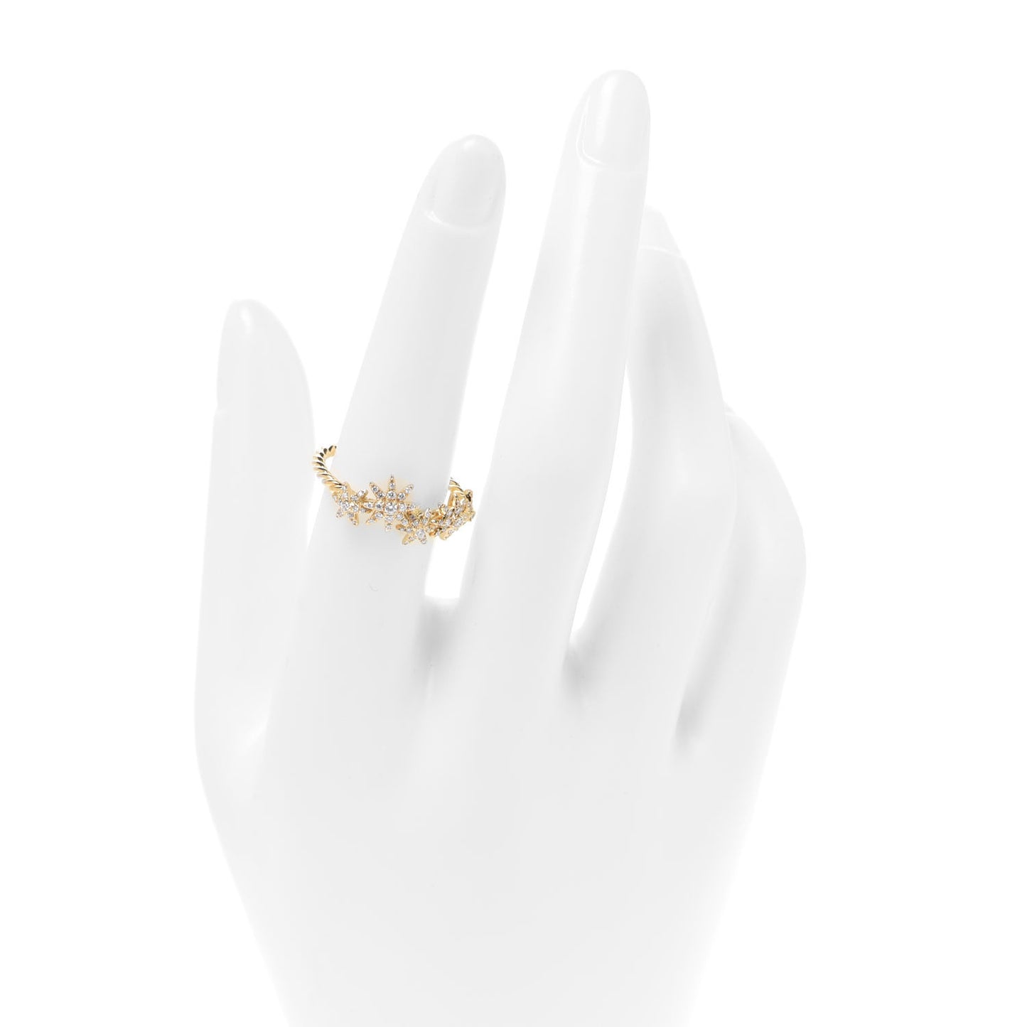 18K Yellow Gold Diamond Starburst Cluster Band Ring 55 7.25