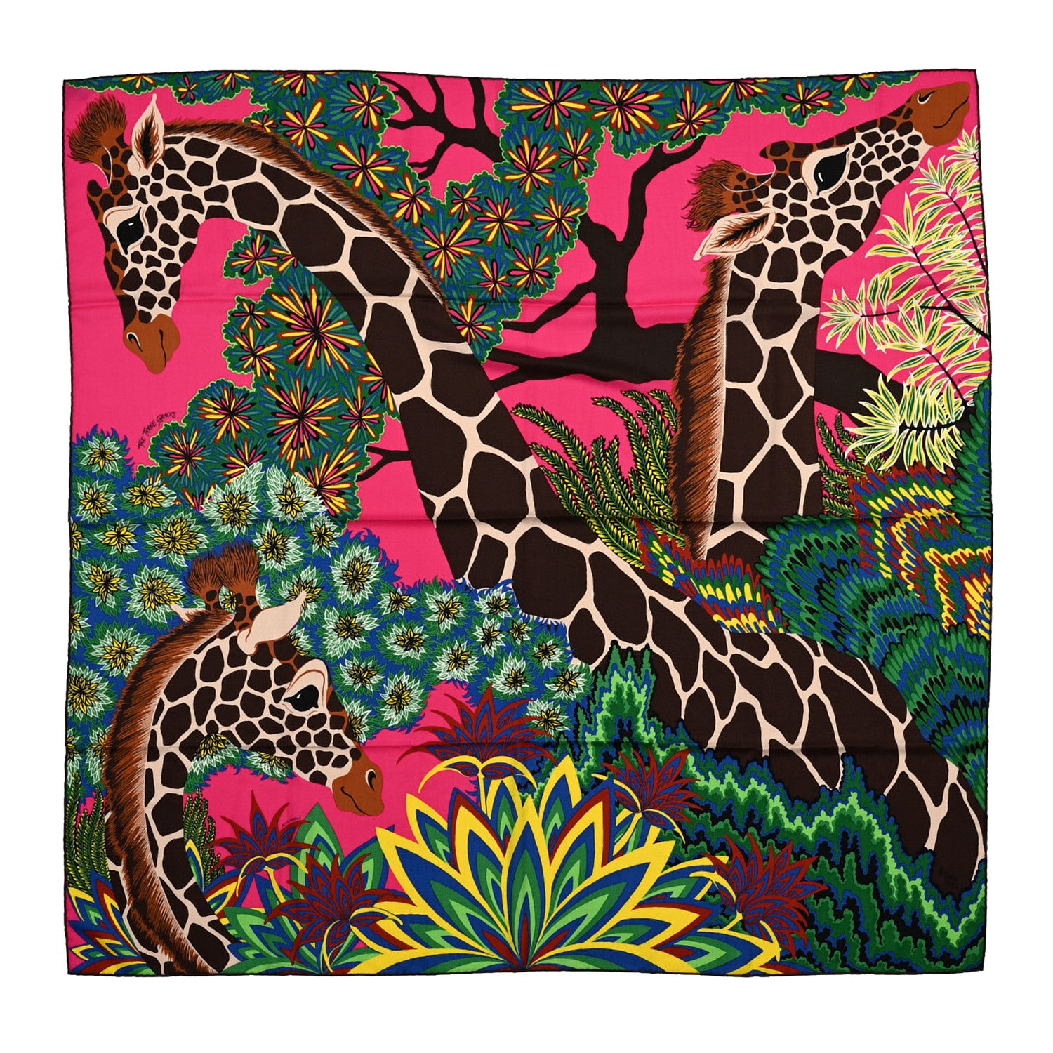 Hermes Cashmere Silk The Three Graces Shawl 140 Rose Vif Marron 1 of 6