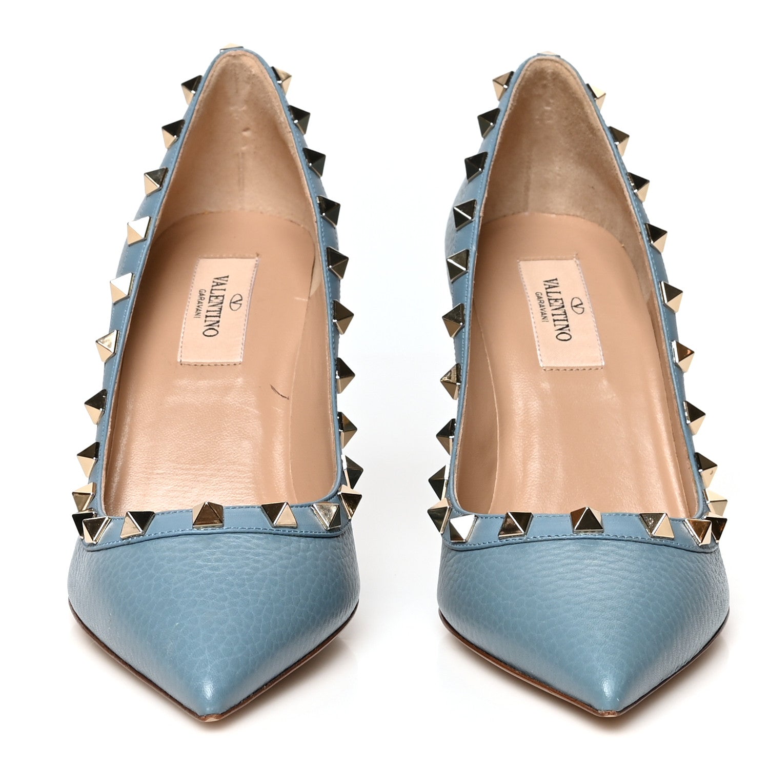 Valentino Garavani Pebbled Calfskin Rockstud 85mm Pumps 37 Light