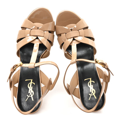 Saint Laurent Patent Tribute 105 Platform Sandals 39.5 Nude Powder 2 of 9