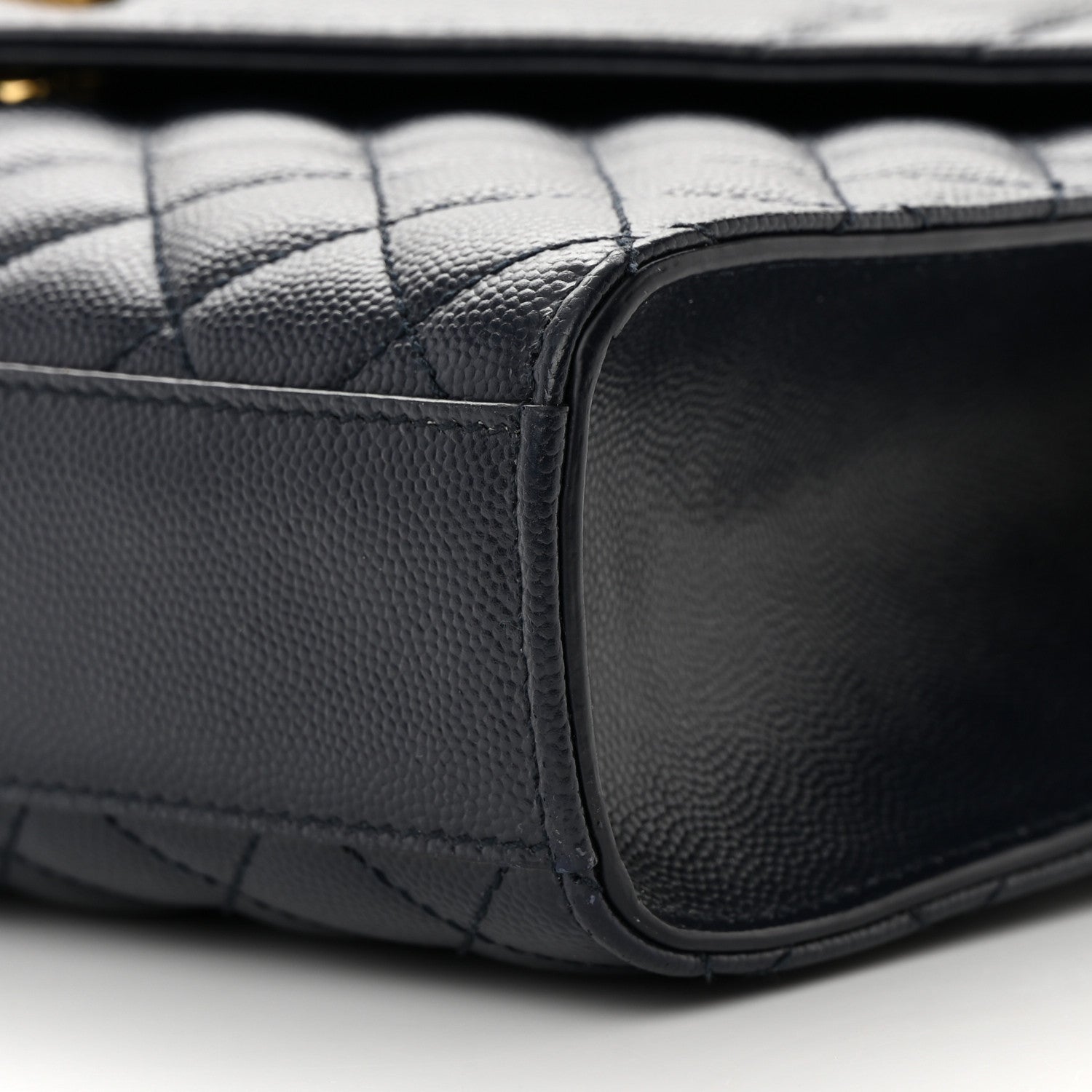Saint Laurent Grain De Poudre Textured Mixed Matelasse Triquilt Medium Monogram Satchel Deep Marine 9 of 13