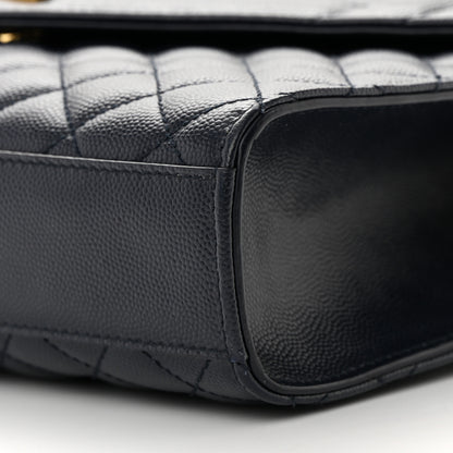 Saint Laurent Grain De Poudre Textured Mixed Matelasse Triquilt Medium Monogram Satchel Deep Marine 9 of 13