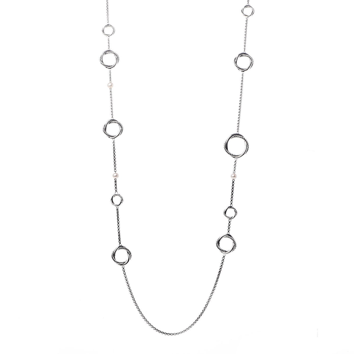 Sterling Silver Pearl Infinity Station Chain Necklace