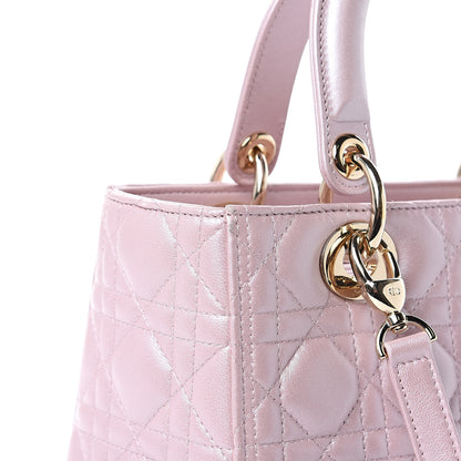 Christian Dior Pearly Lambskin Cannage Medium Lady Dior Lotus 8 of 14