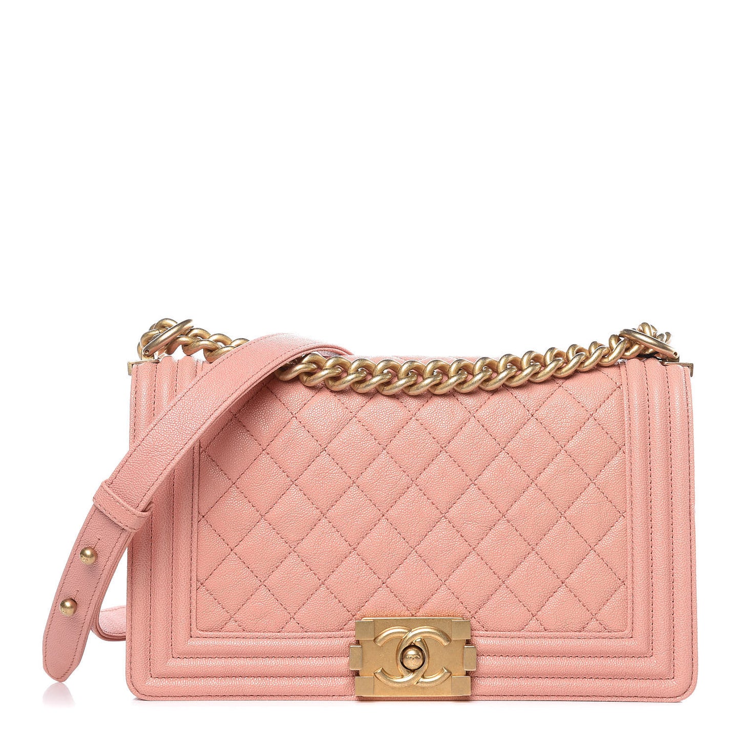 Caviar Quilted Medium Boy Flap Light Pink