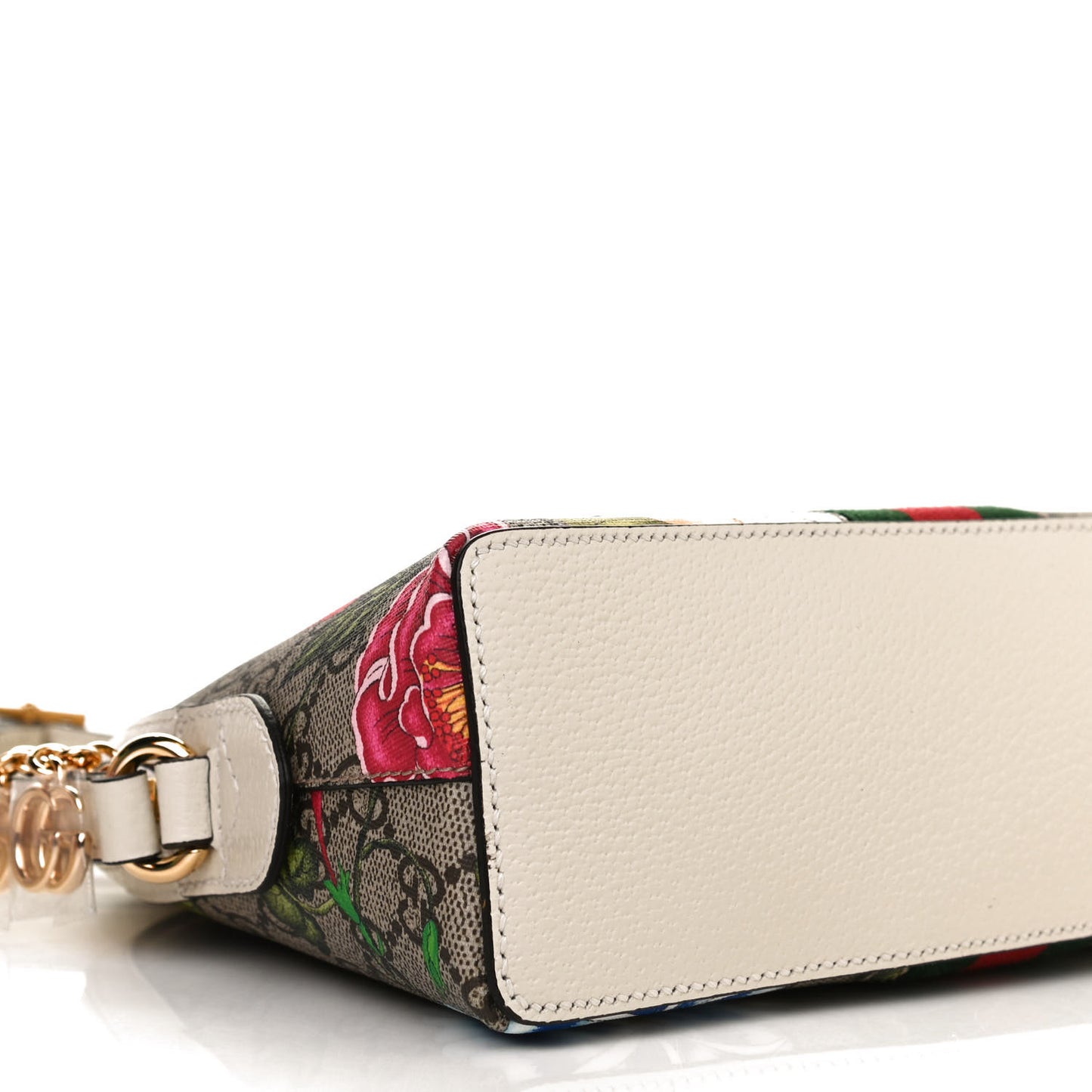 GG Supreme Monogram Flora Web GG Small Ophidia Dome Shoulder Bag White