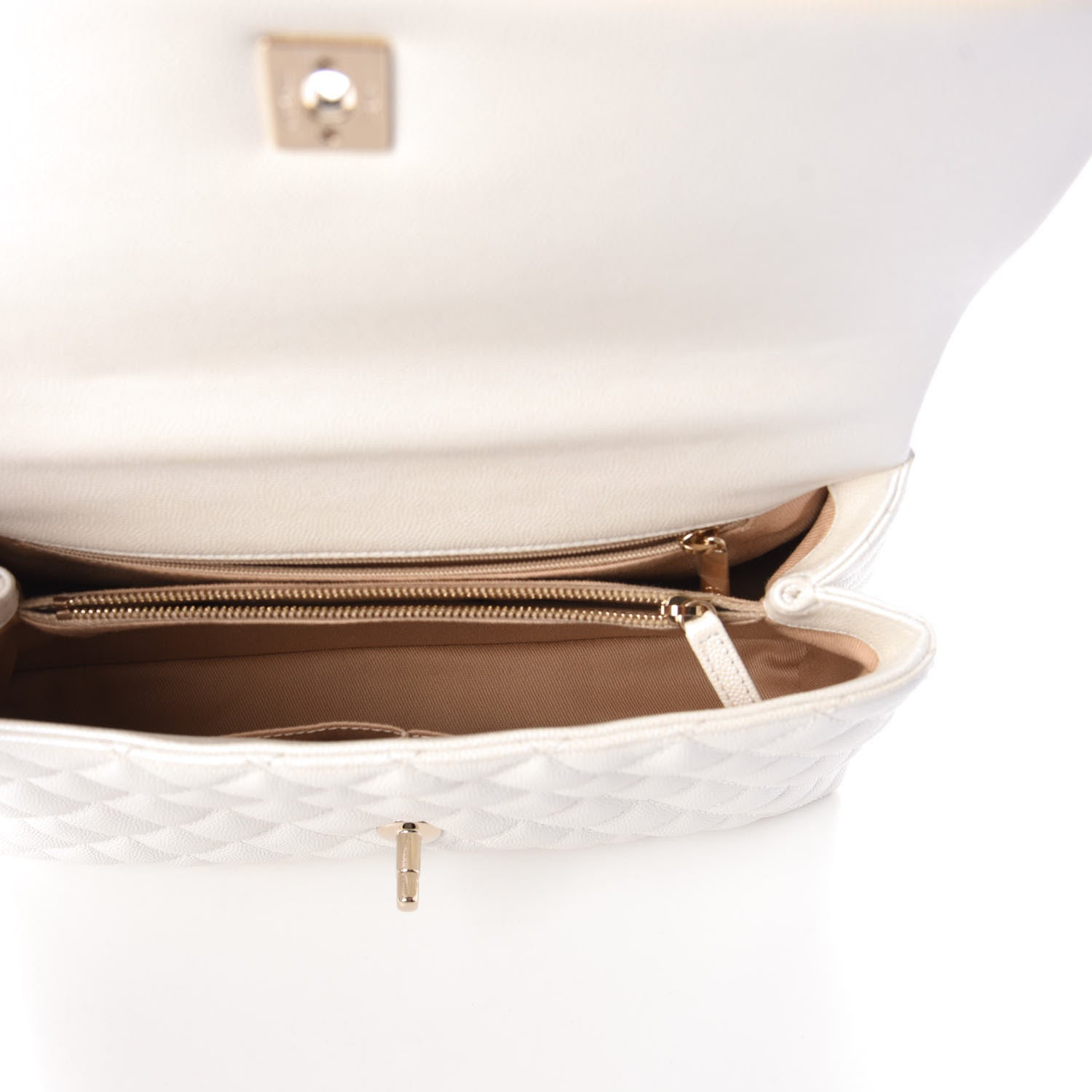 Chanel Iridescent Caviar Quilted Small Coco Handle Flap White 6 of 10