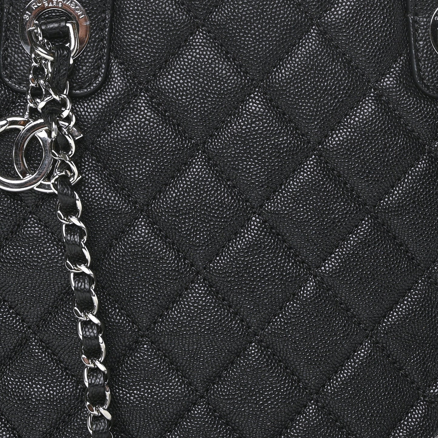 Caviar Quilted Large Urban Companion Top Handle Shopping Tote Black