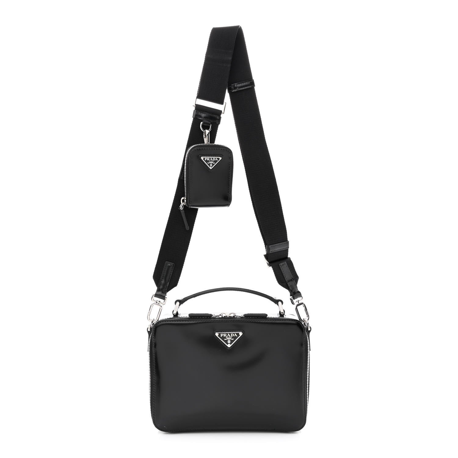 Prada Spazzolato Medium Brique Crossbody Bag Black 1 of 14