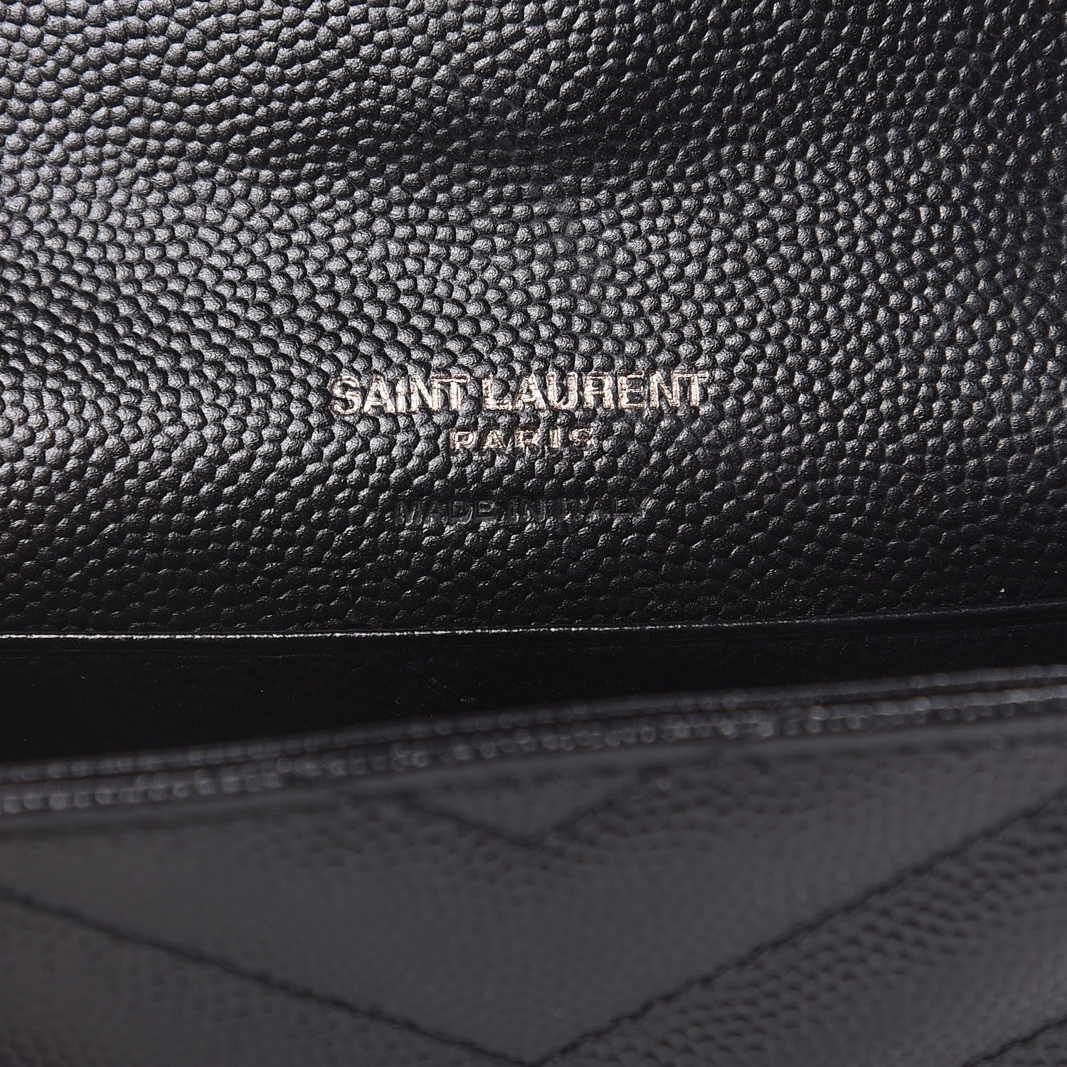Saint Laurent Grain De Poudre Matelasse Chevron Small Monogram Envelope Wallet Black 6 of 10