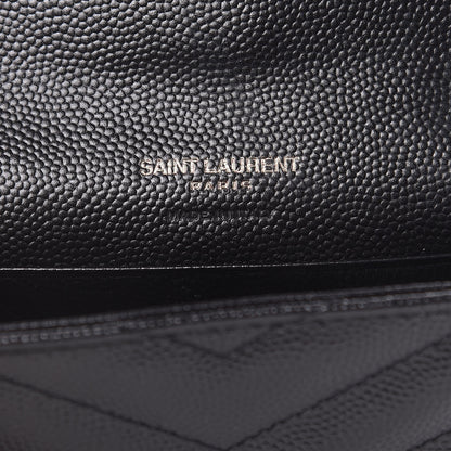Saint Laurent Grain De Poudre Matelasse Chevron Small Monogram Envelope Wallet Black 6 of 10