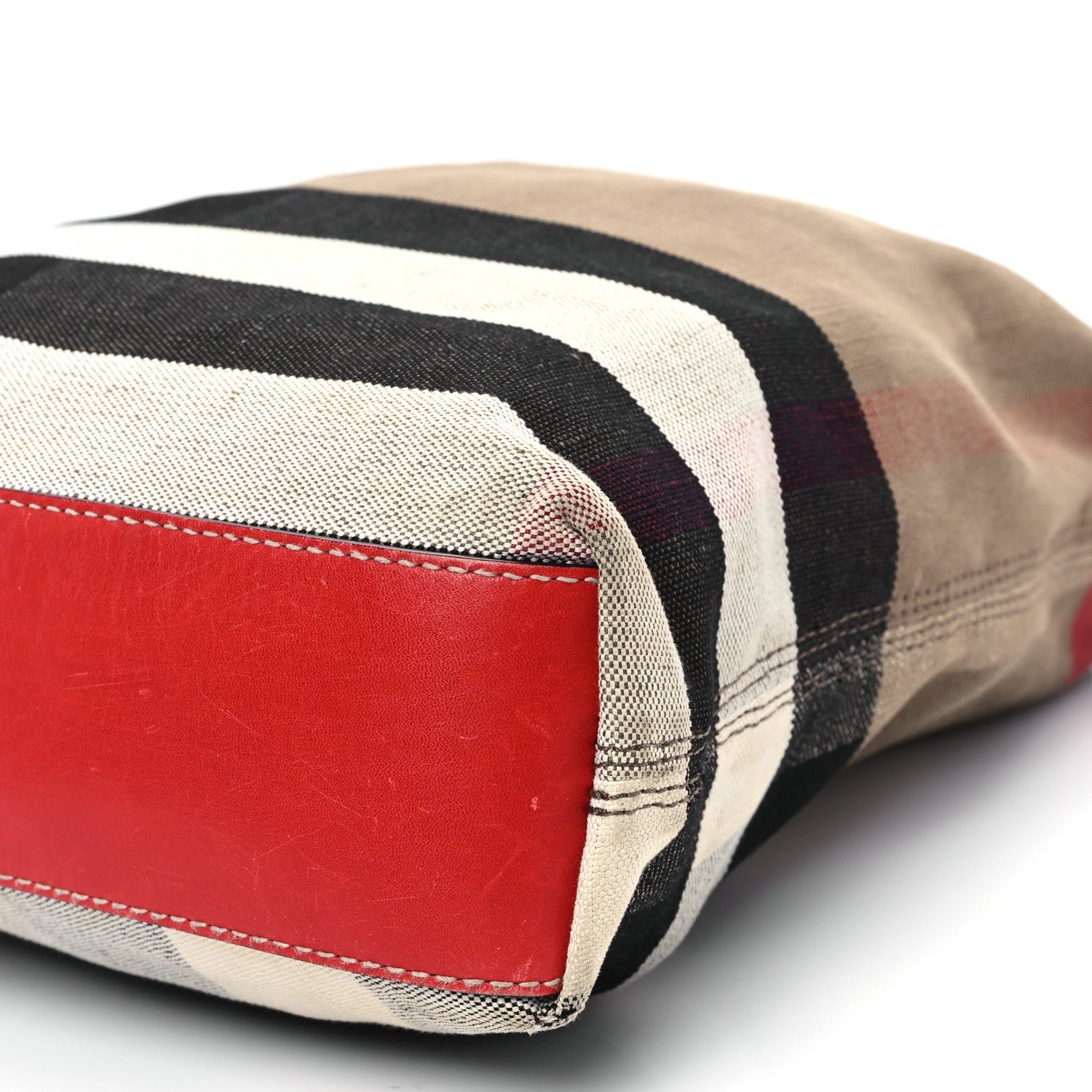 Burberry Canvas Mega Check Medium Tottenham Brit Tote Cadmium Red 9 of 13