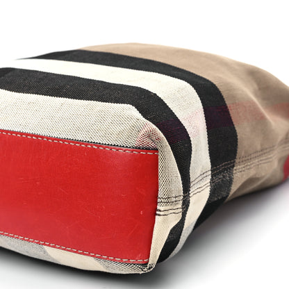 Burberry Canvas Mega Check Medium Tottenham Brit Tote Cadmium Red 9 of 13