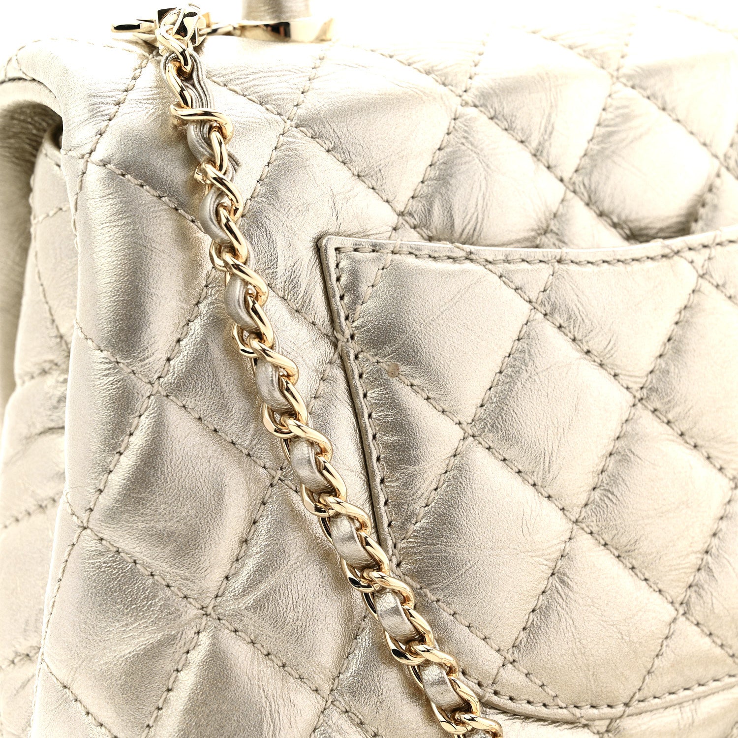 Chanel Metallic Aged Calfskin Quilted Mini Coco Handle Flap Gold 11 of 11