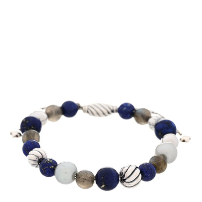 David Yurman Sterling Silver Lapis Lazuli Labradorite Pearl Spiritual Beads Bracelet 1 of 3