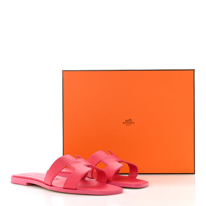 Hermes Box Calfskin Oran Sandals 38.5 Rose Vinicunca 9 of 9