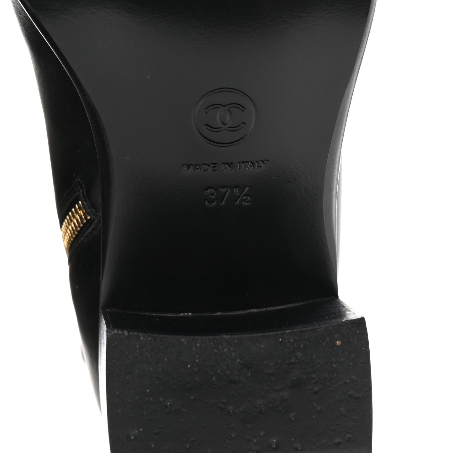 Calfskin Chain CC Cap Toe Short Boots 37.5 Black