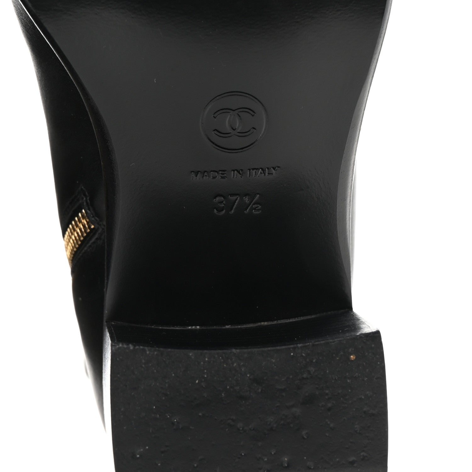 Chanel Calfskin Chain CC Cap Toe Short Boots 37.5 Black 7 of 10