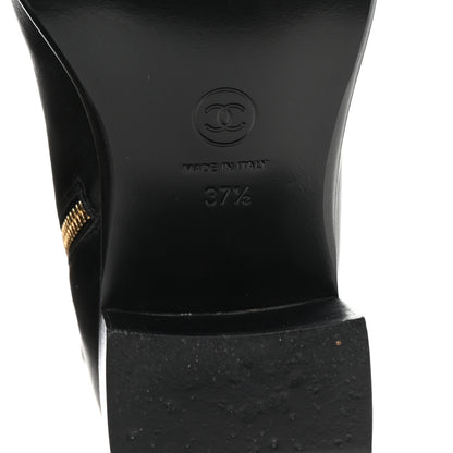 Chanel Calfskin Chain CC Cap Toe Short Boots 37.5 Black 7 of 10