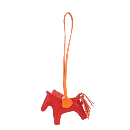 Hermes Milo Lambskin Grigri Rodeo Horse Bag Charm PM Rouge Rose Indien Jaipur Feu 1 of 4