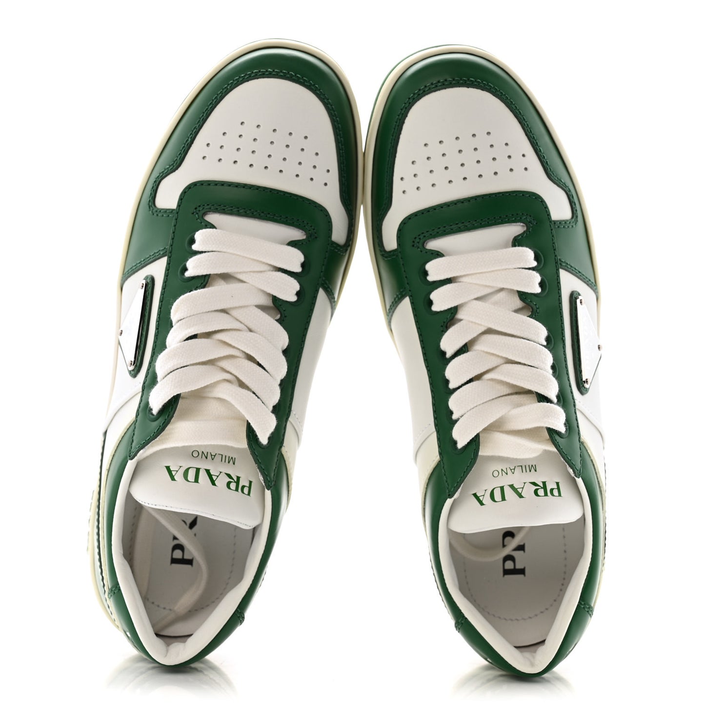 Vitello Sport Spazzolato Rois Triangle Logo Womens Downtown Low Top 30mm Sneakers 38 White Green