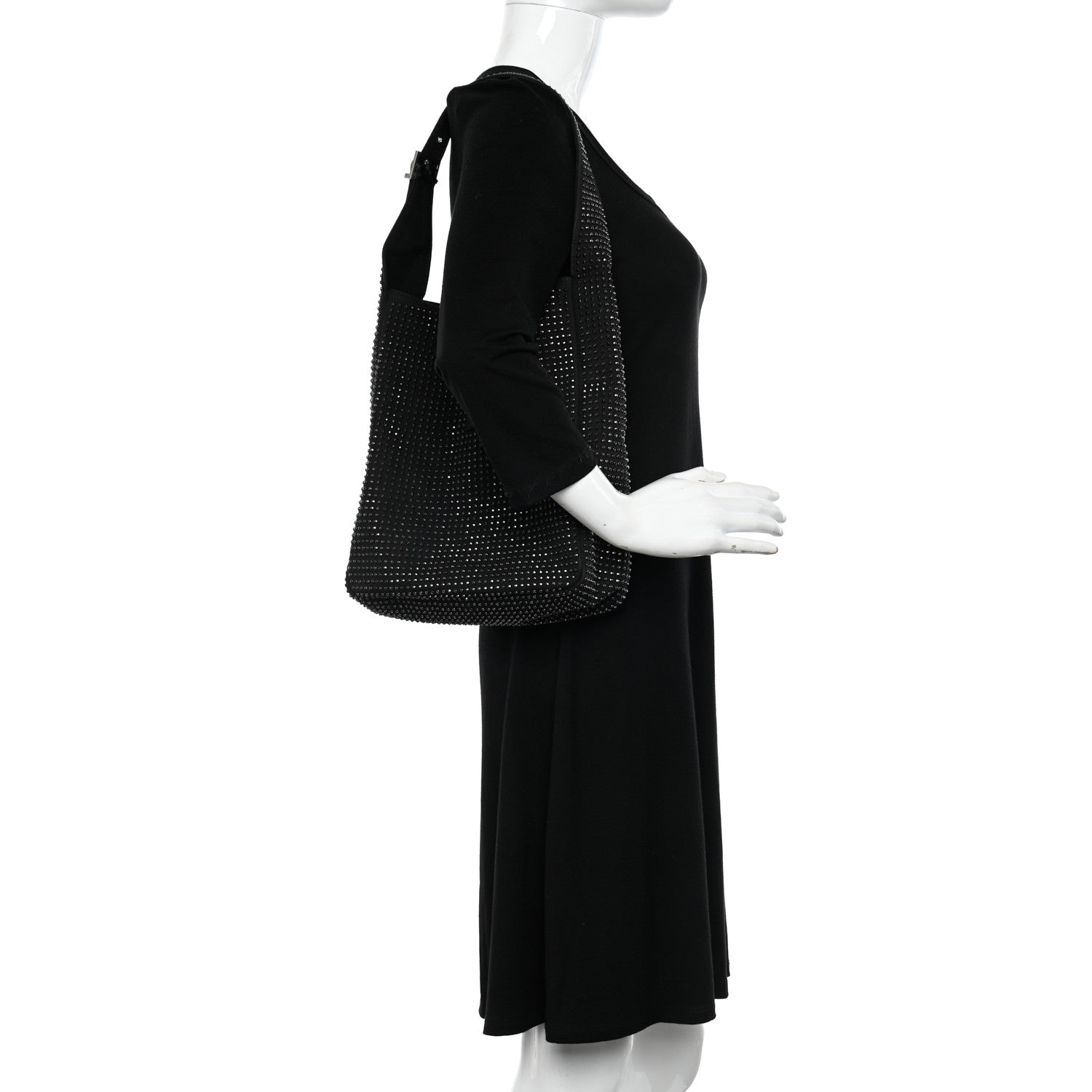Saint Laurent Cotton Studded Le 5 A 7 Soft Hobo Black 2 of 10